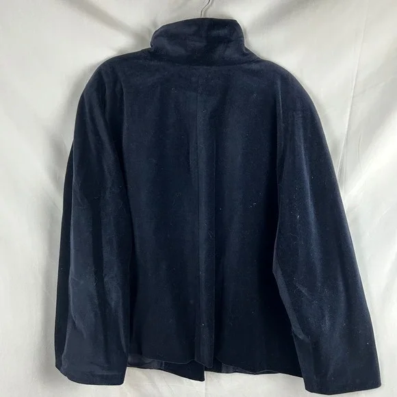 Talbots Woman Navy Blue Velvet High Collar Jacket Blazer Plus 22W Classic Career - Picture 6 of 7